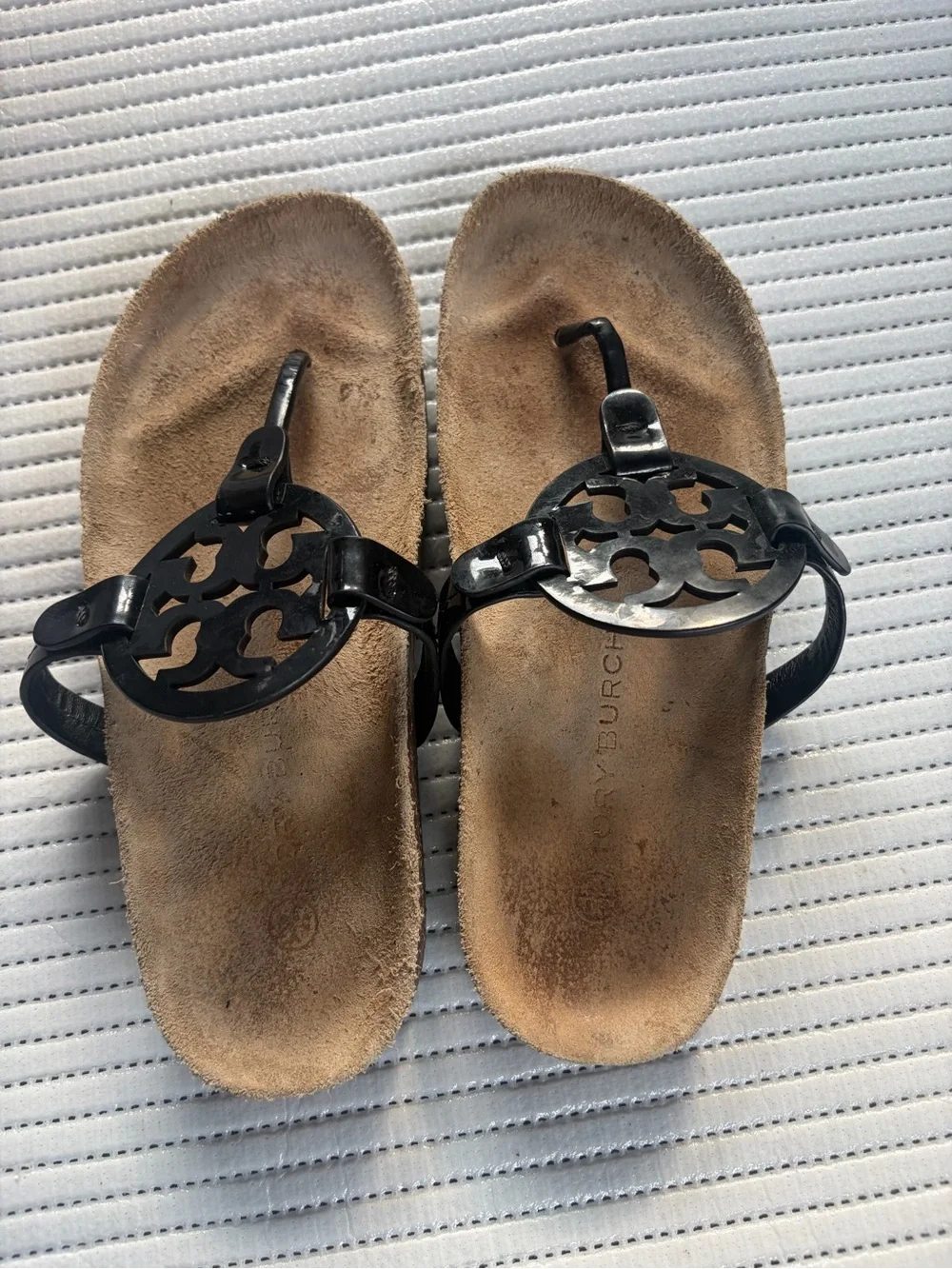 TORY BURCH MILLER CLOUD SANDAL PERFECT BLACK/ NATURAL SIZE 6